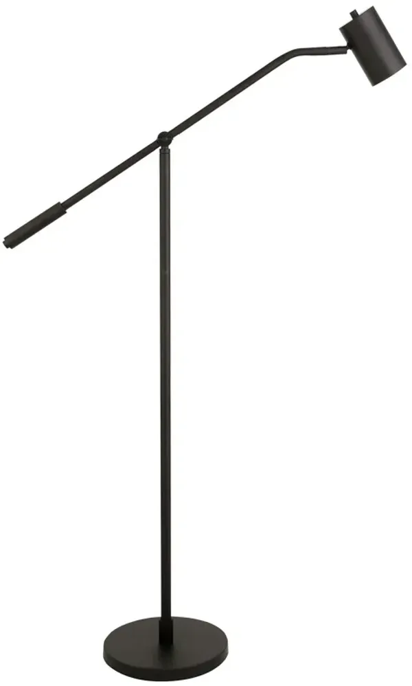 Swing Arm Floor Lamp With Black Drum Shade - Black