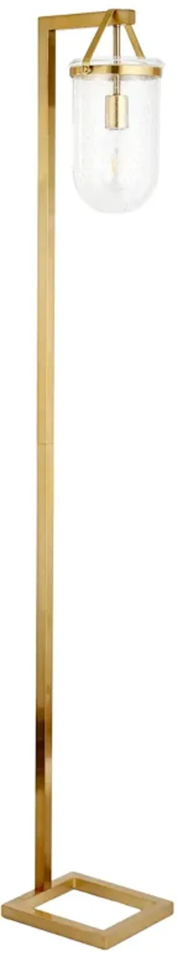 68" Arched Floor Lamp With Clear Seeded Glass Dome Shade - Brass