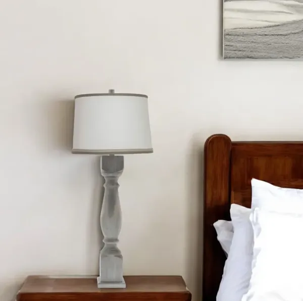 Table Lamp With White Empire Shade - Gray