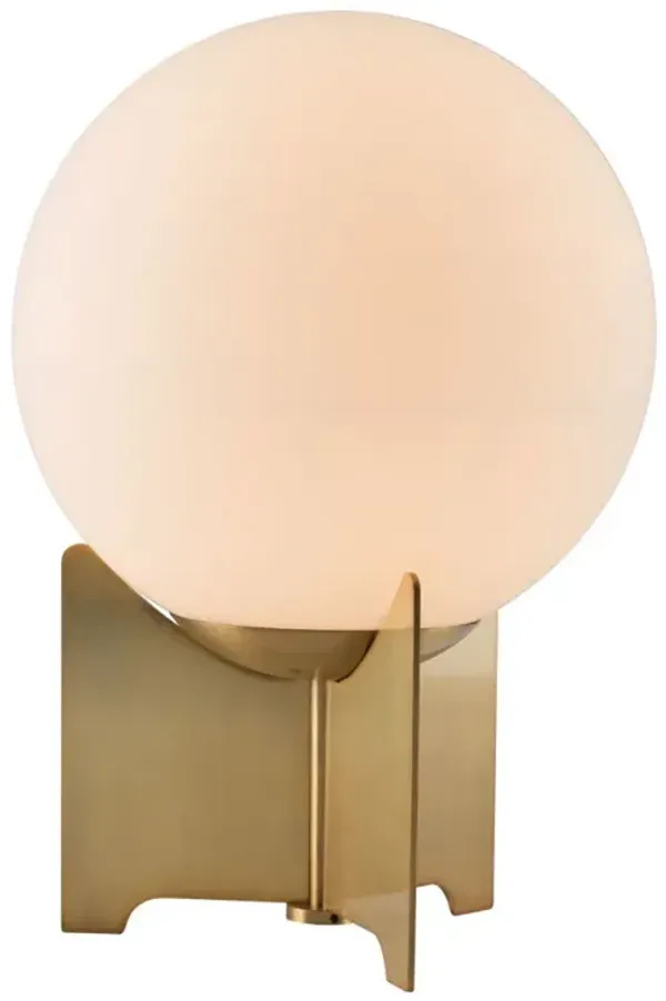 37" Metal Bedside Table Lamp With Off-White Globe Shade - Brass
