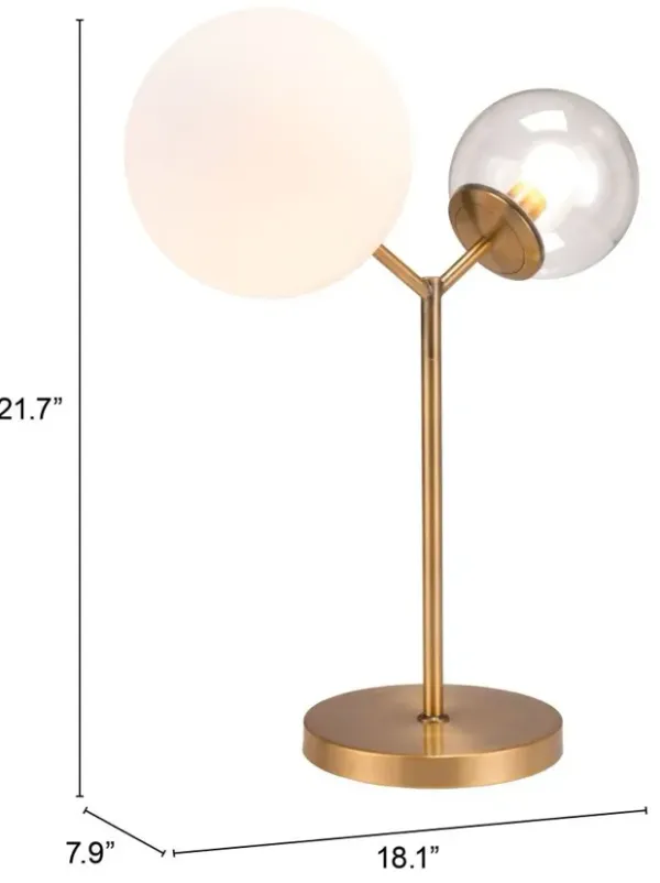 Metal Bedside Table Lamp With Clear Globe Shade - Copper