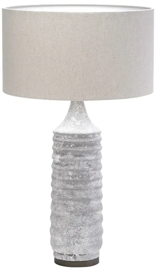 Lamp Base LED With Beige Shade - Gray