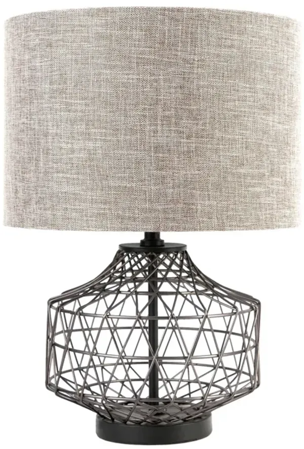 Lamp Base LED With Brown Shade - Black