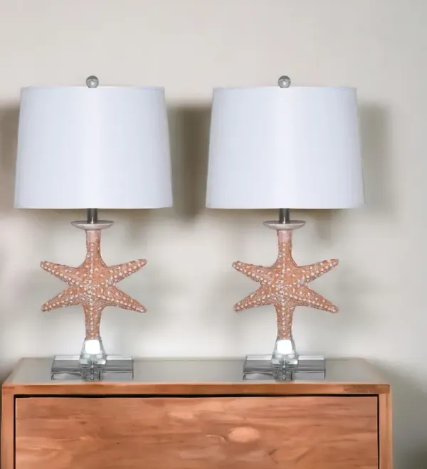 Table Lamp With White Drum Shade (Set of 2) - Clear