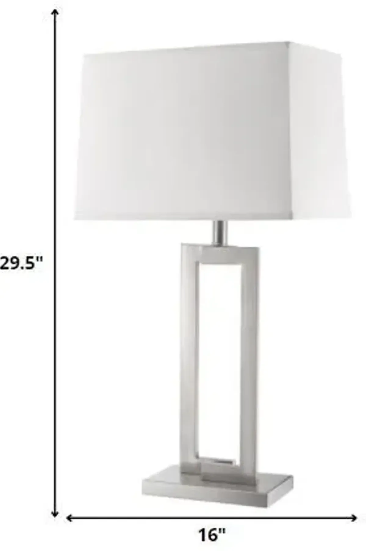 Metal Table Lamp With White Rectangular Shade - Silver