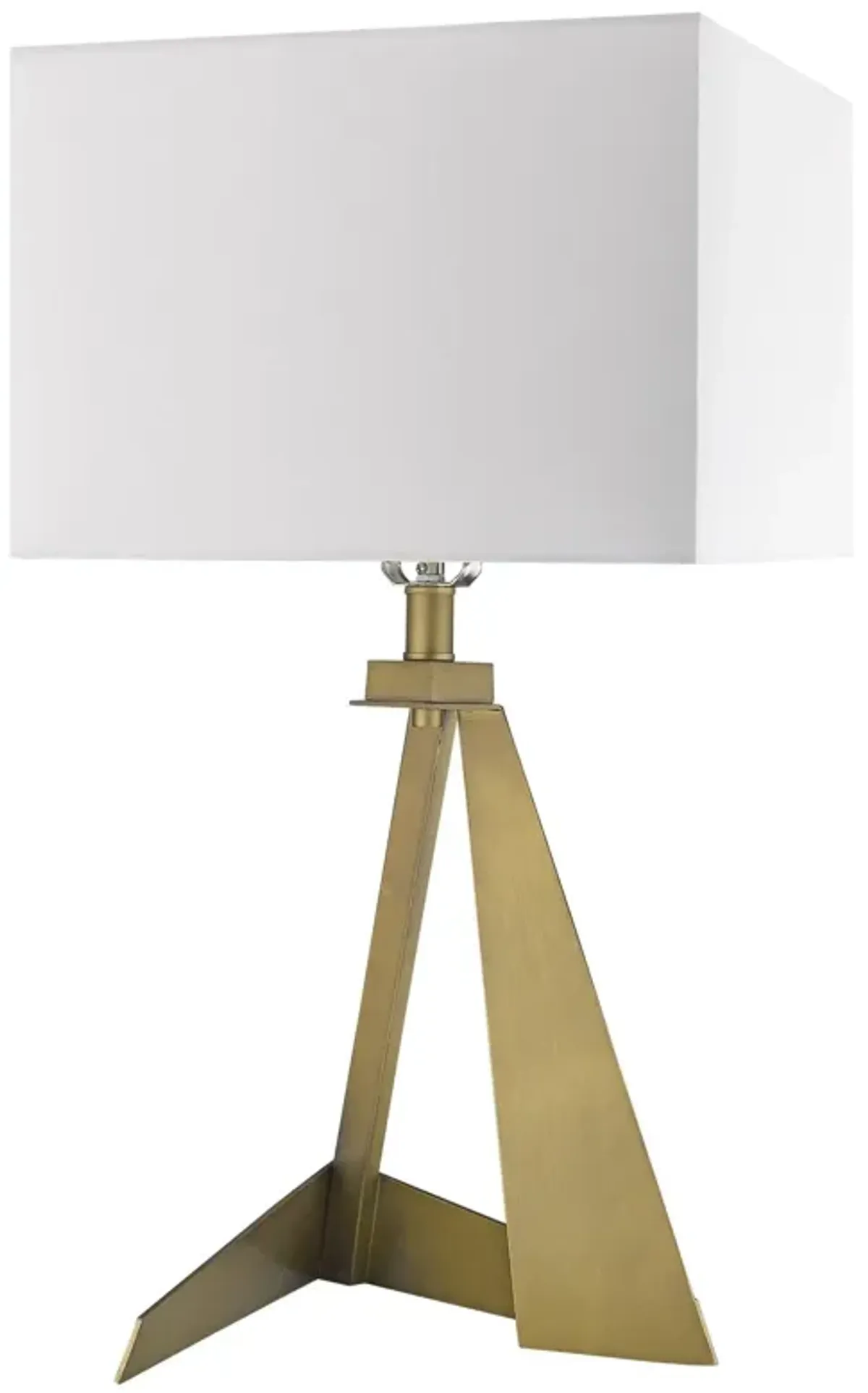 Metal Novelty Table Lamp With White Shade - Brass