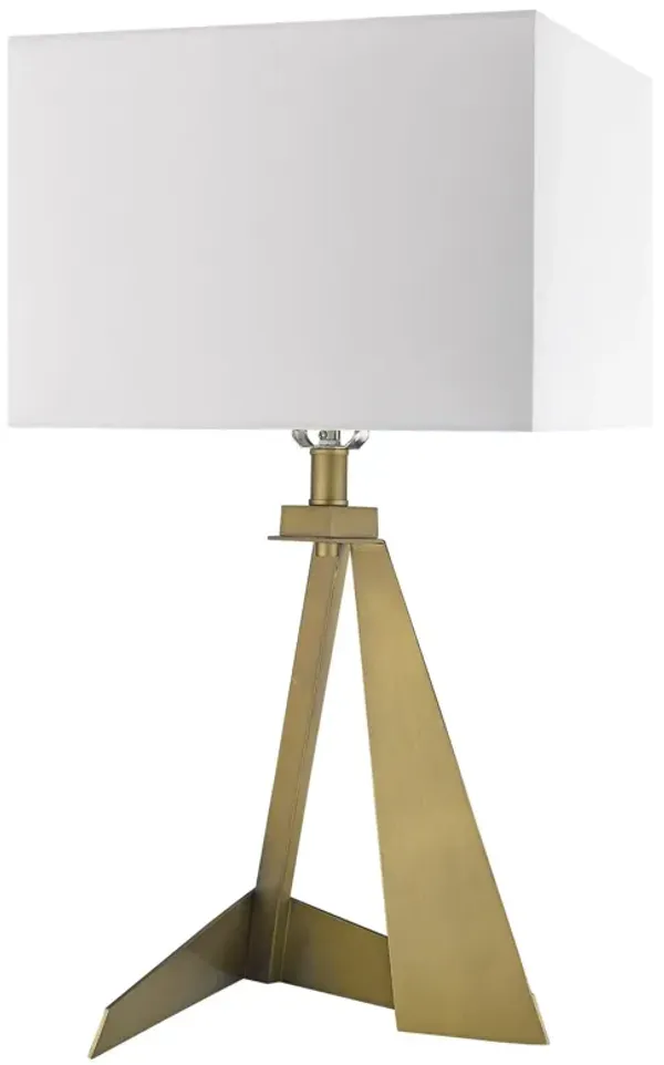 Metal Novelty Table Lamp With White Shade - Brass