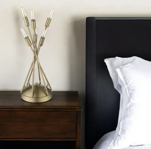 Metal Six Light Novelty Table Lamp - Brass