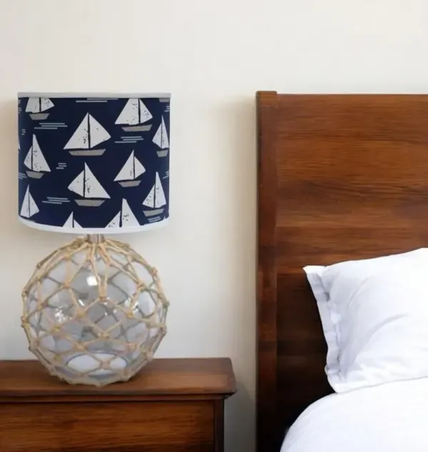 Standard Table Lamp With Navy Blue Shade - CLEAR