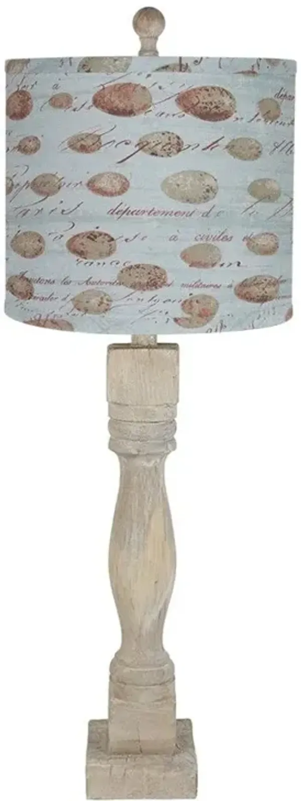 Standard Table Lamp With Blue Shade - Taupe