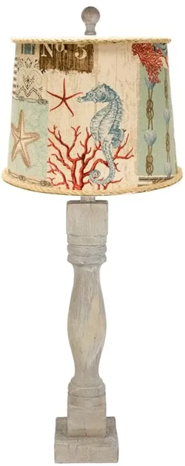 30" Standard Table Lamp With Blue Shade - Taupe