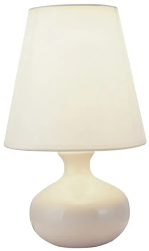 12" Ceramic Bedside Table Lamp With White Shade - Beige