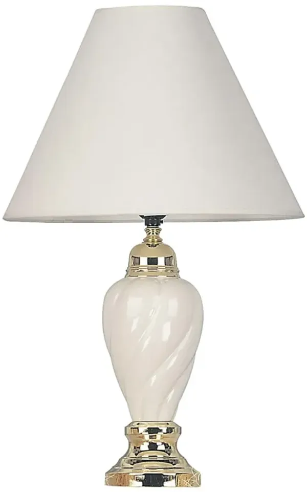 22" Ceramic Bedside Table Lamp With Off-White Shade - White
