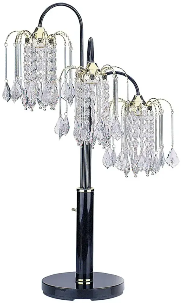 Metal Three Light Chandelier Table Lamp - Black