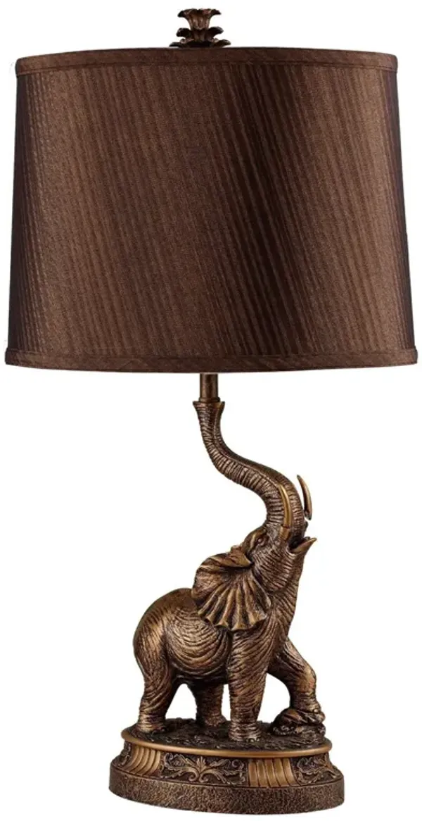 Bedside Table Lamp With Brown Shade - Bronze