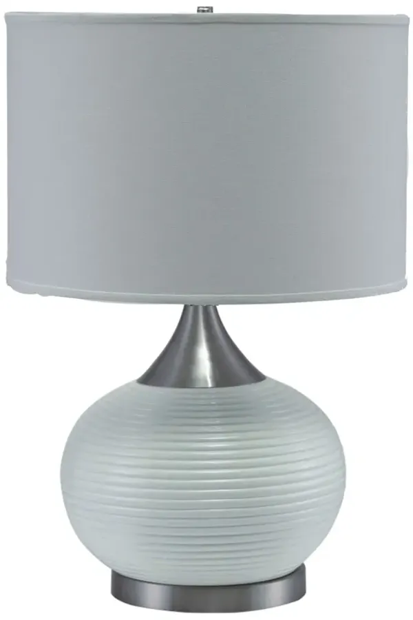 Gourd Bedside With White Shade - Silver