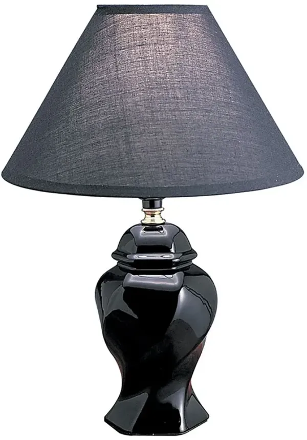 10" x 10" x13" Ceramic Bedside Table Lamp With Black Shade - Black