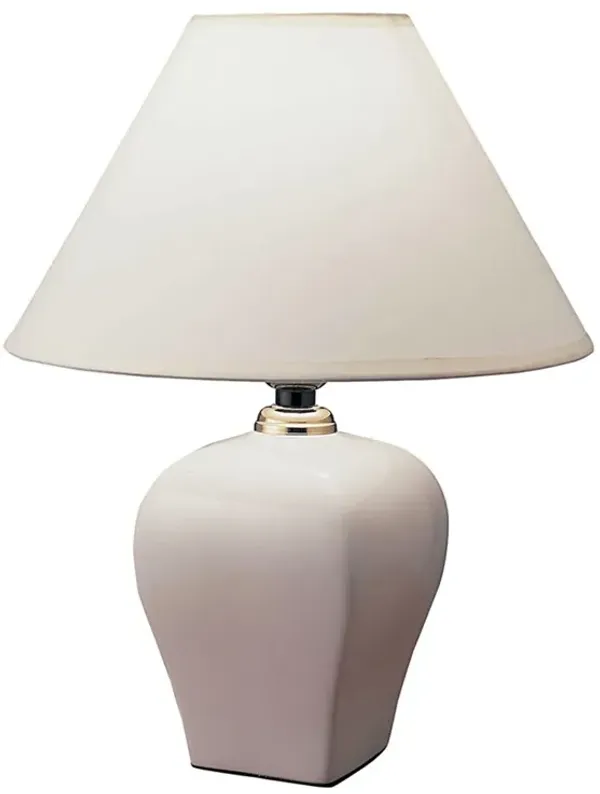 Ceramic Bedside Table Lamp With Off-White Shade - White