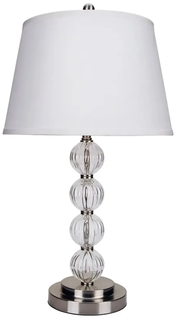 29" Metal Table Lamp With White Classic Empire Shade - Silver