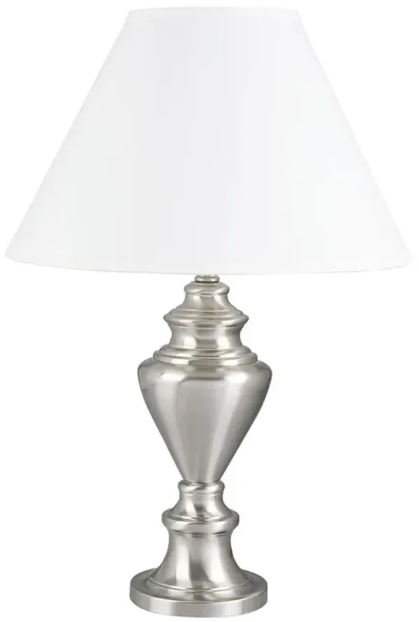 Metal Urn Table Lamp With White Classic Empire Shade - Nickel