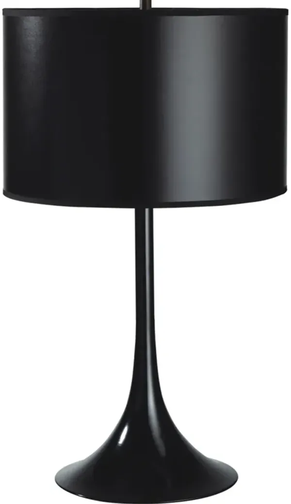 Minimalist Metal Table Lamp With Black Classic Drum Shade - Black
