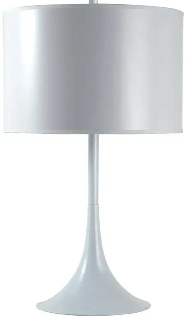 Metal Table Lamp With White Classic Drum Shade - White
