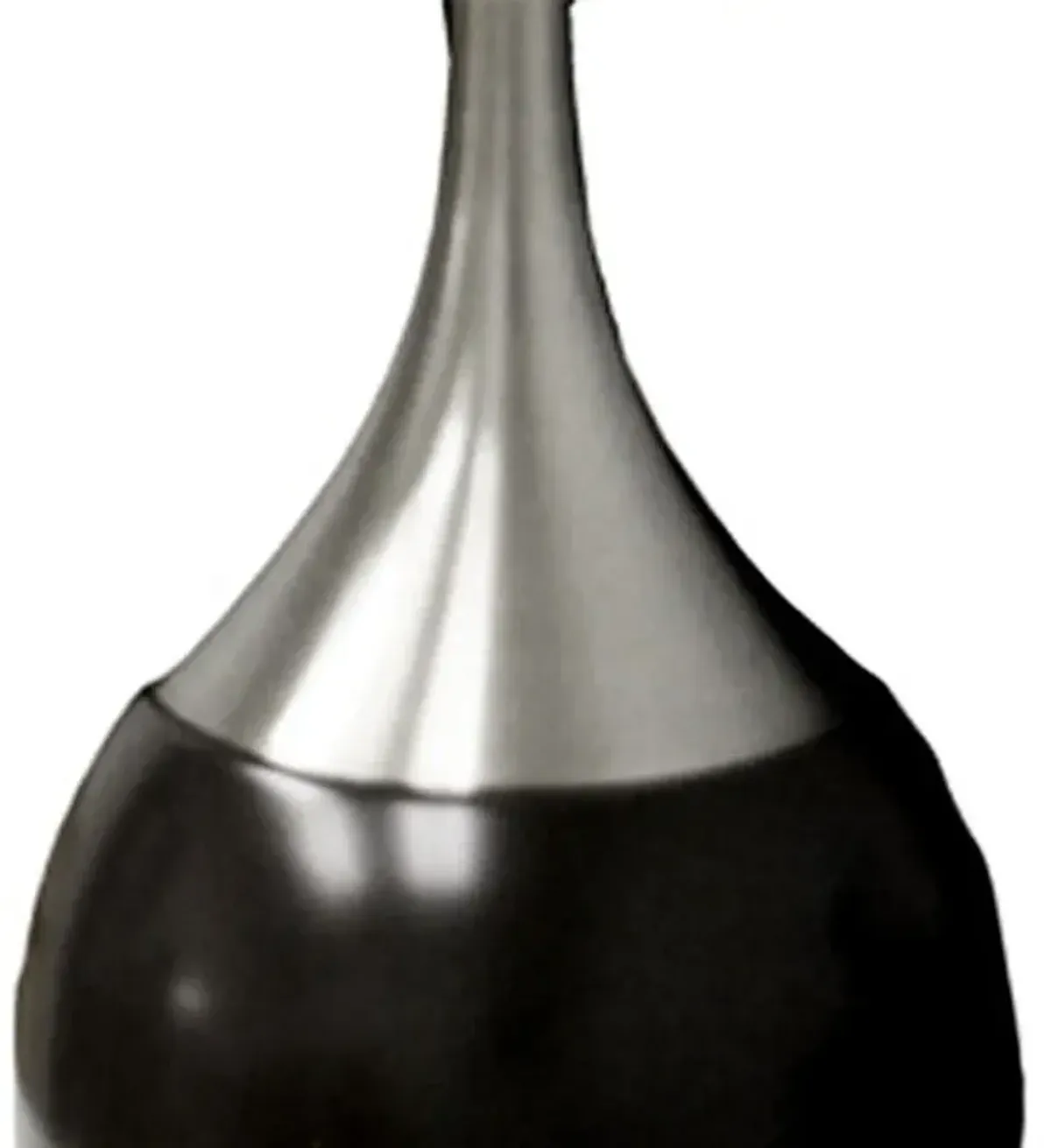 Gourd Table Lamp With White Tapered Drum Shade - Black And Silver