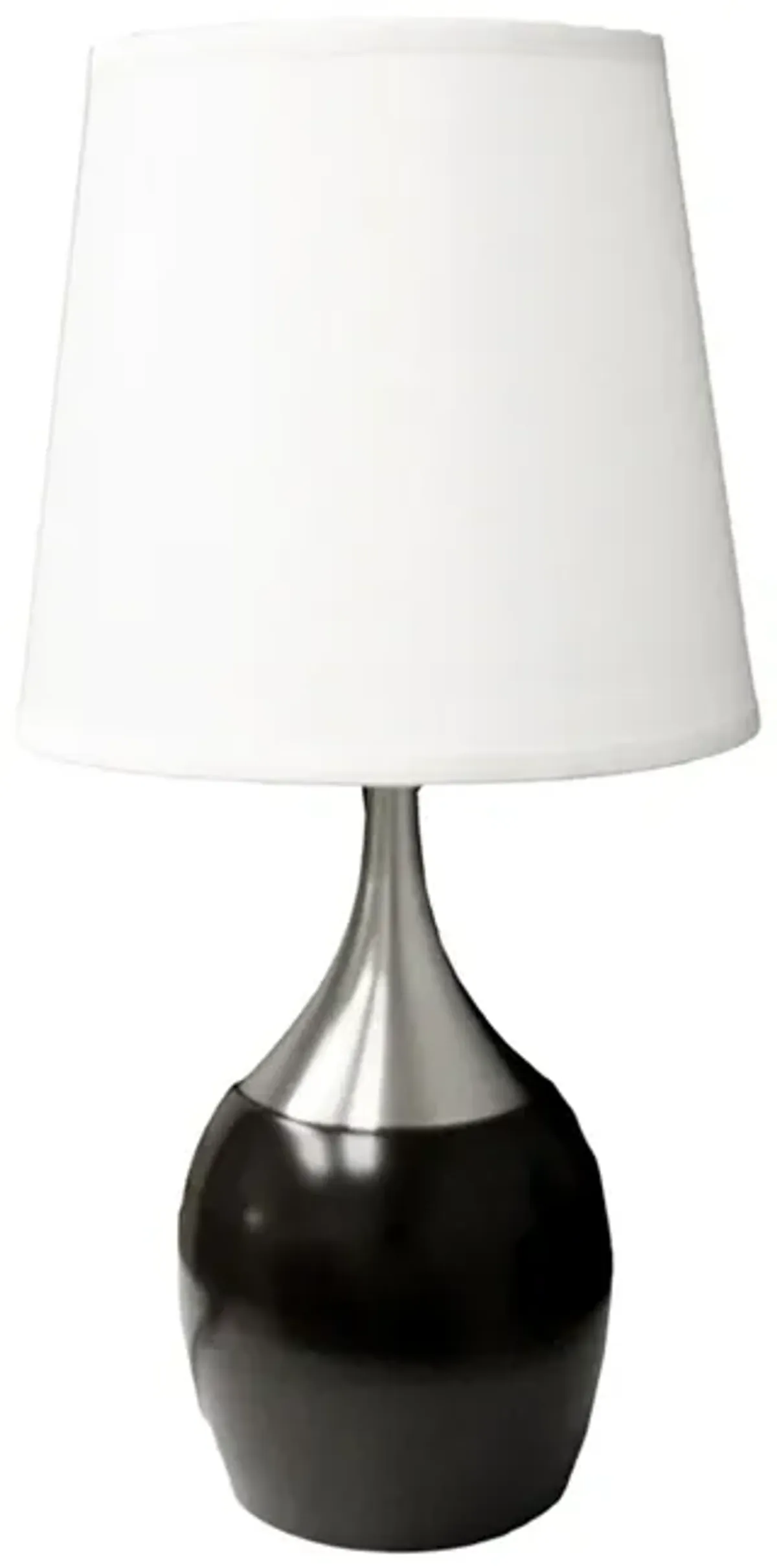 Gourd Table Lamp With White Tapered Drum Shade - Black And Silver