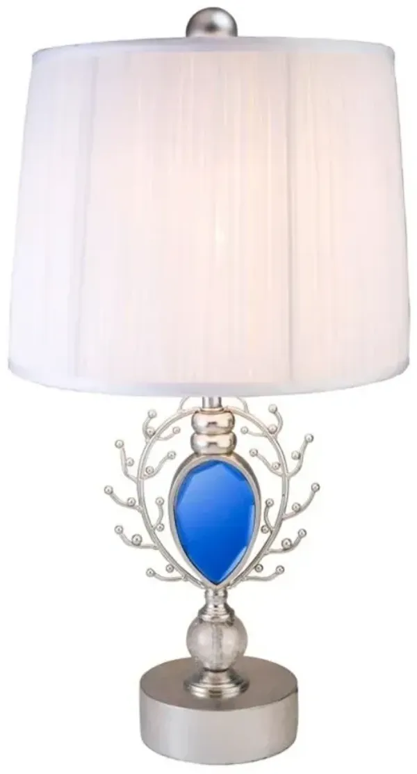 Dazzling Faux Turquoise Pendent Table Lamp - Silver