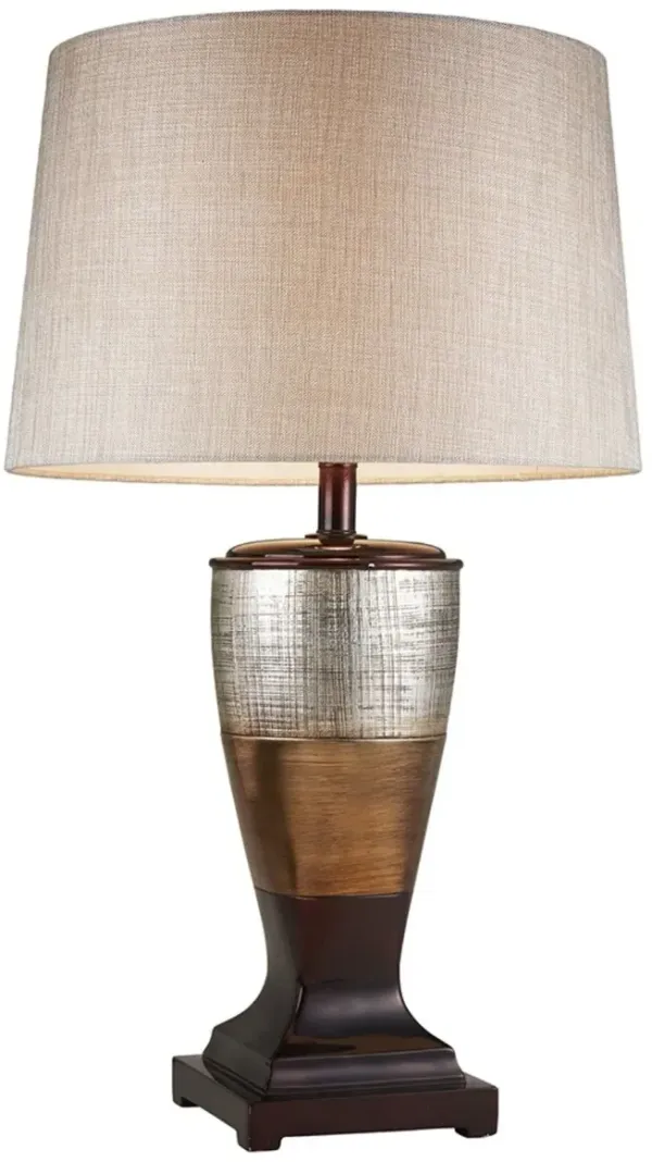 Exotic Wide Stripe Table Lamp - Brown And Gold
