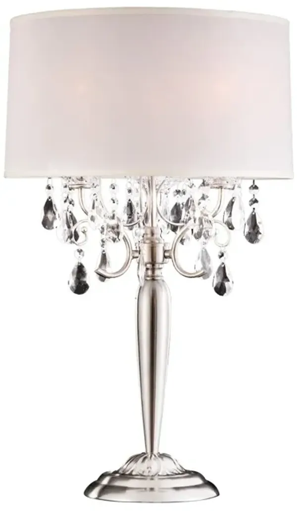 Glam Scroll Chandelier Faux Crystal Table Lamp - Silver