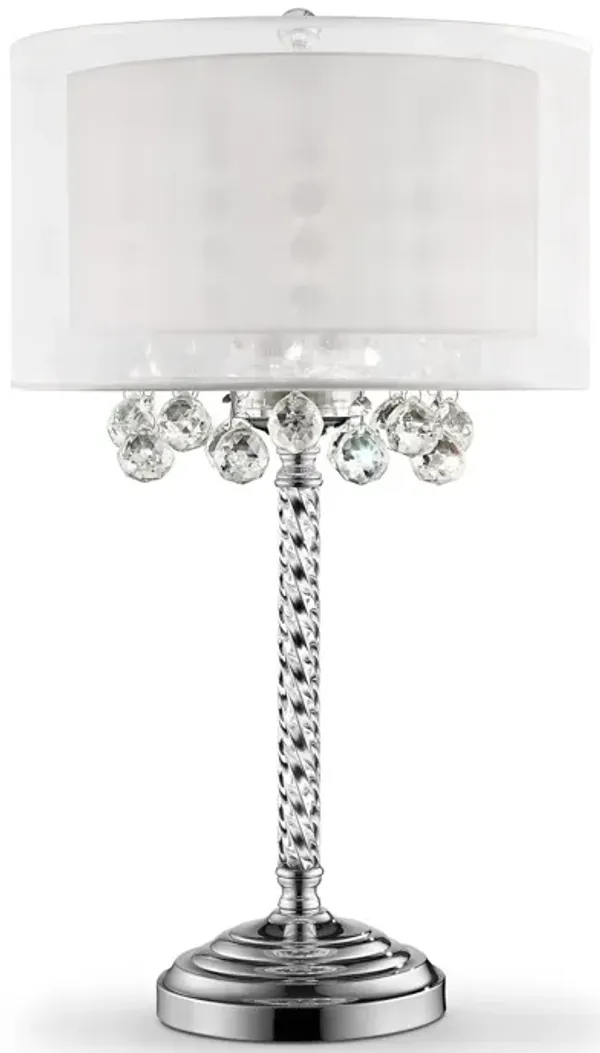 Chic Tall Table Lamp With Crystal Accents And Silver Shade - Silver