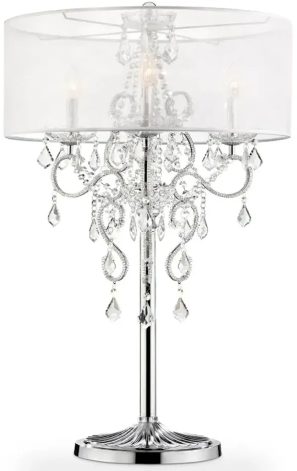 Glam Faux Crystal Accent Table Lamp With See Thru Shade - Silver