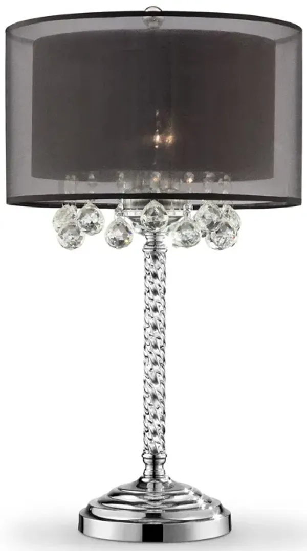 Contempo Table Lamp With Black Shade And Crystal Accents - Silver