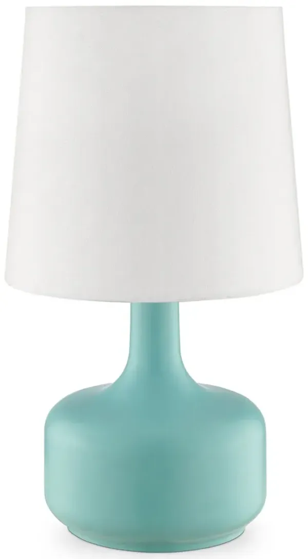 Metal Bedside Table Lamp With White Shade - Blue