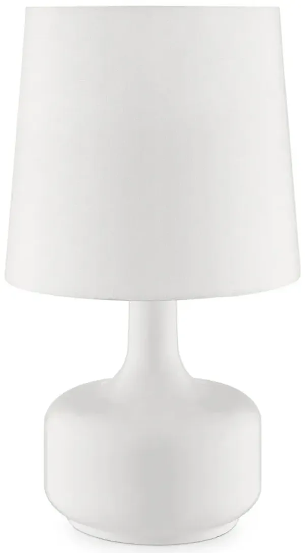 17" Metal Bedside Table Lamp With Shade - White