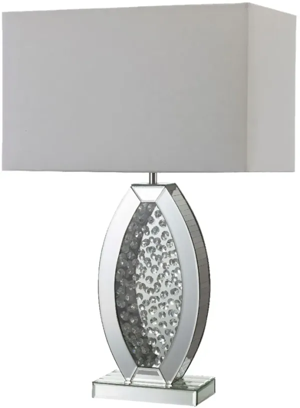 Contemporary Glass Table Lamp With Rectangular Shade - White Silver
