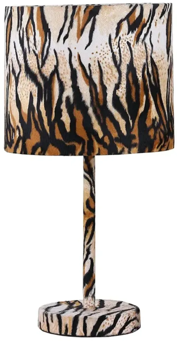 19" Bedside Table Lamp With Brown And Black Drum Shade - Brown And Black
