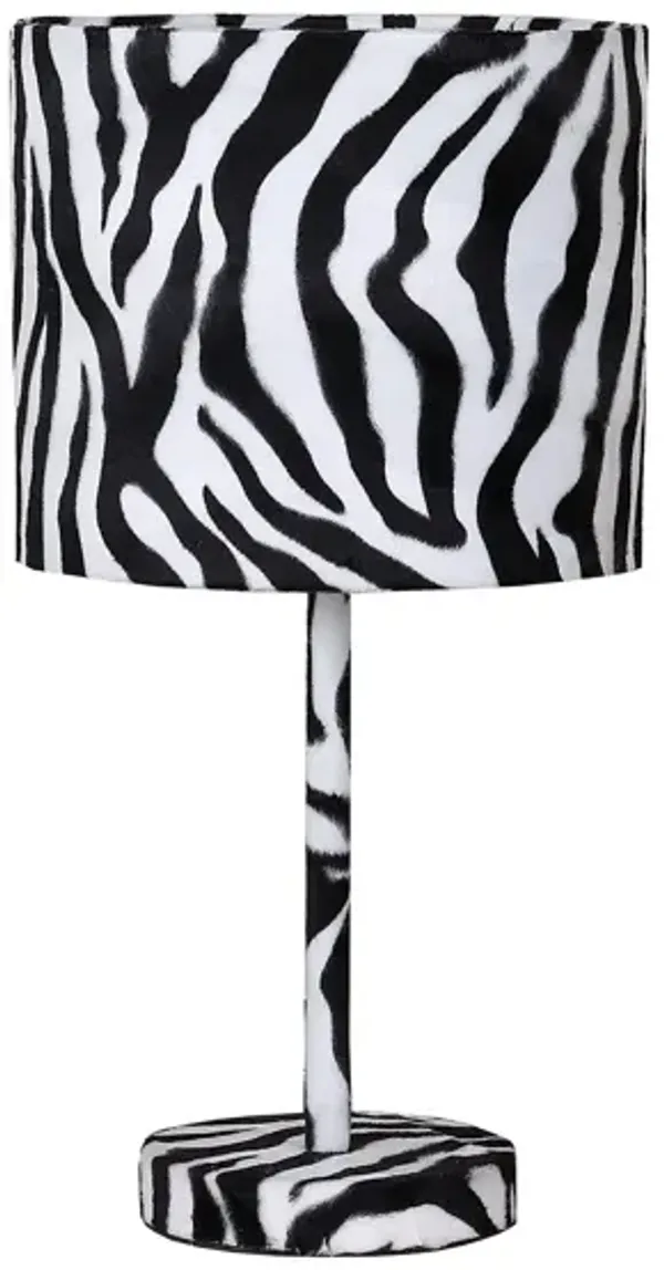 Bedside Table Lamp With White Drum Shade - White