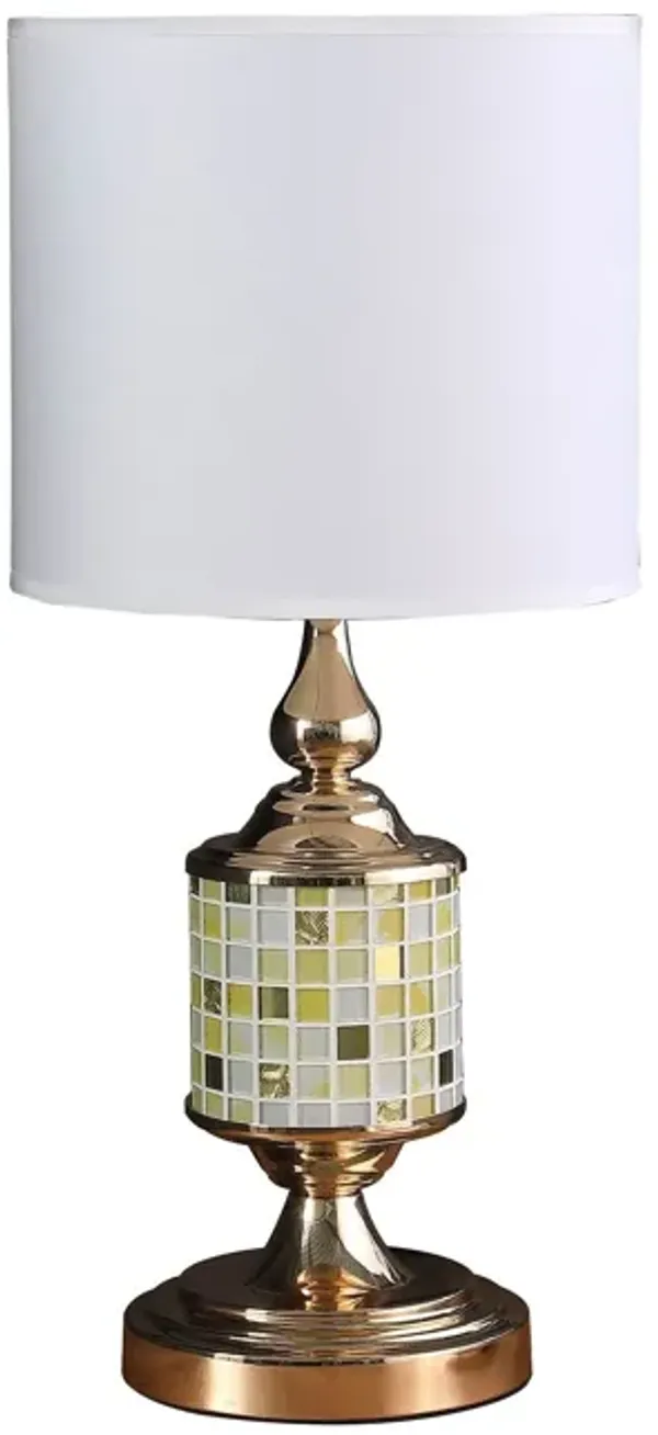 Bedside Table Lamp With White Drum Shade - Gold