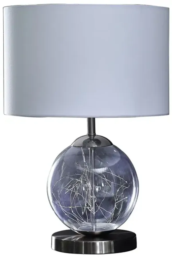 Translucent Glass Globe LED Table Lamp With Drum Shade - Nickel White