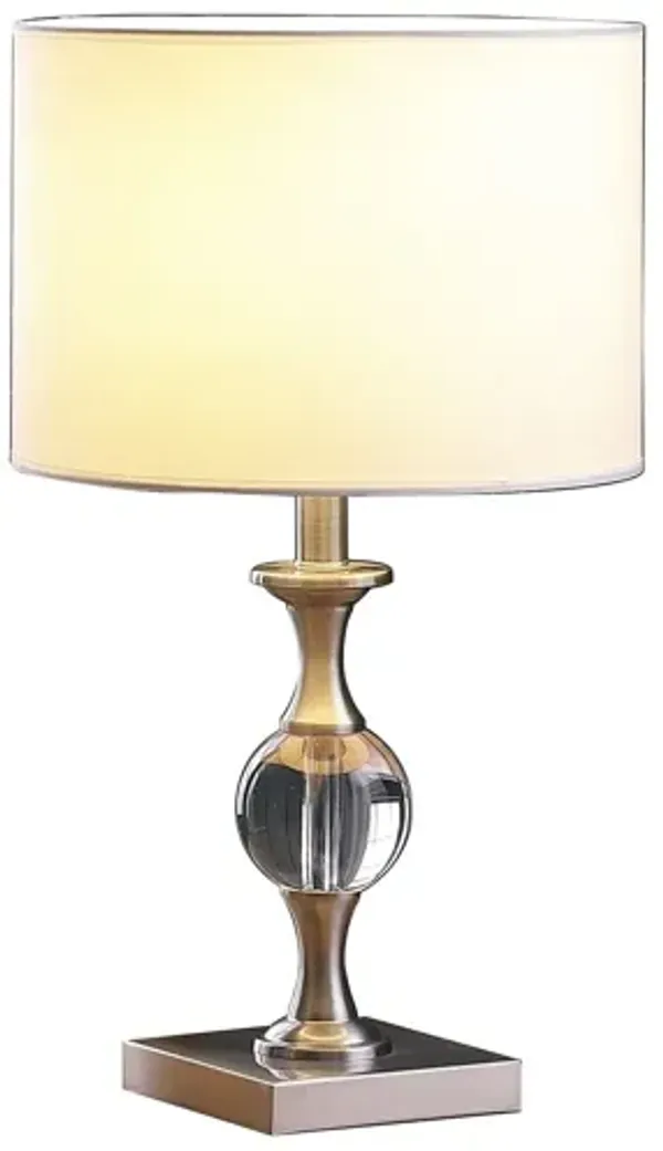 20" Bedside Table Lamp With White Drum Shade - Silver