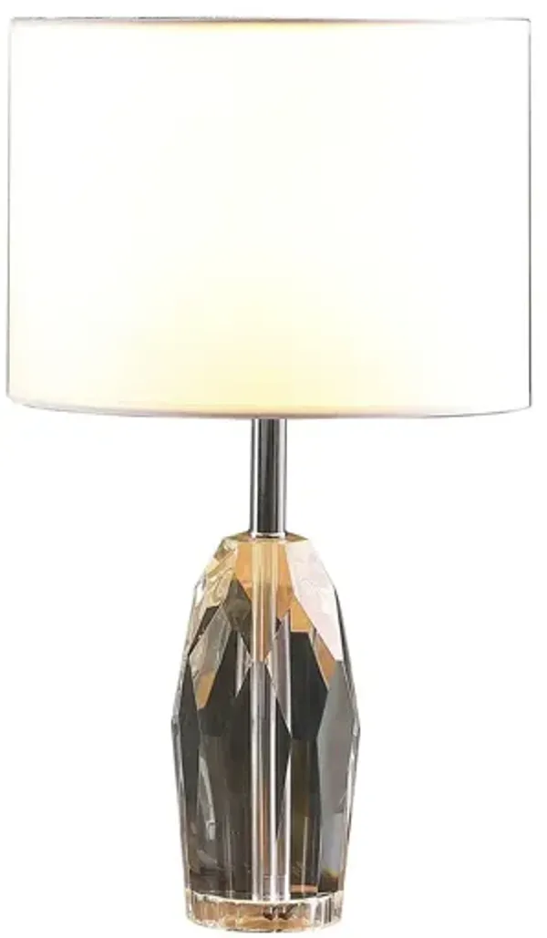 Faceted Crystal Urn Table Lamp With White Drum Shade - Chrome
