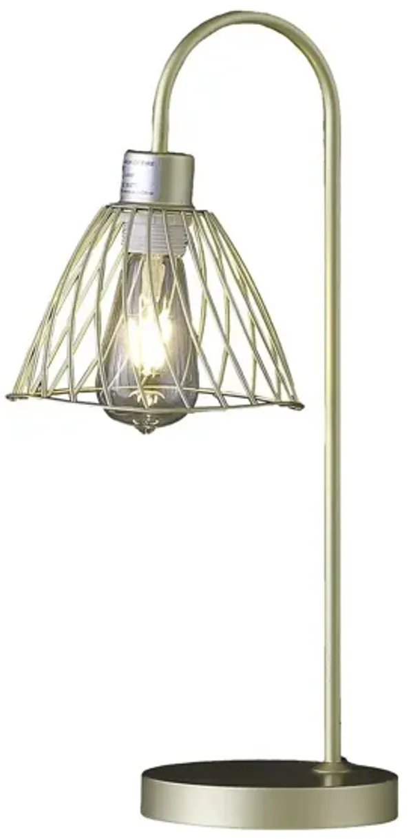 Bedside Table Lamp With Gold Cage Shade - Gold
