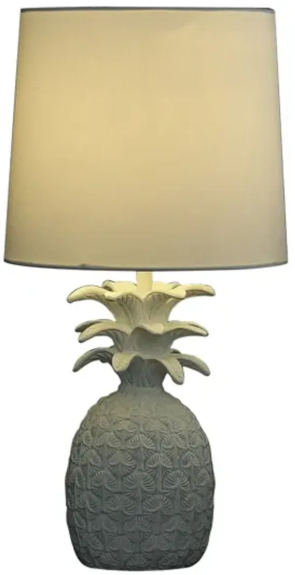 Bedside Table Lamp With White Empire Shade - White