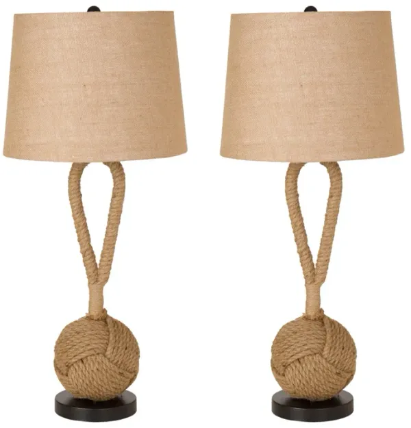 Ceramic Novelty Table Lamps With Brown Empire Shade (Set of 2) - Black