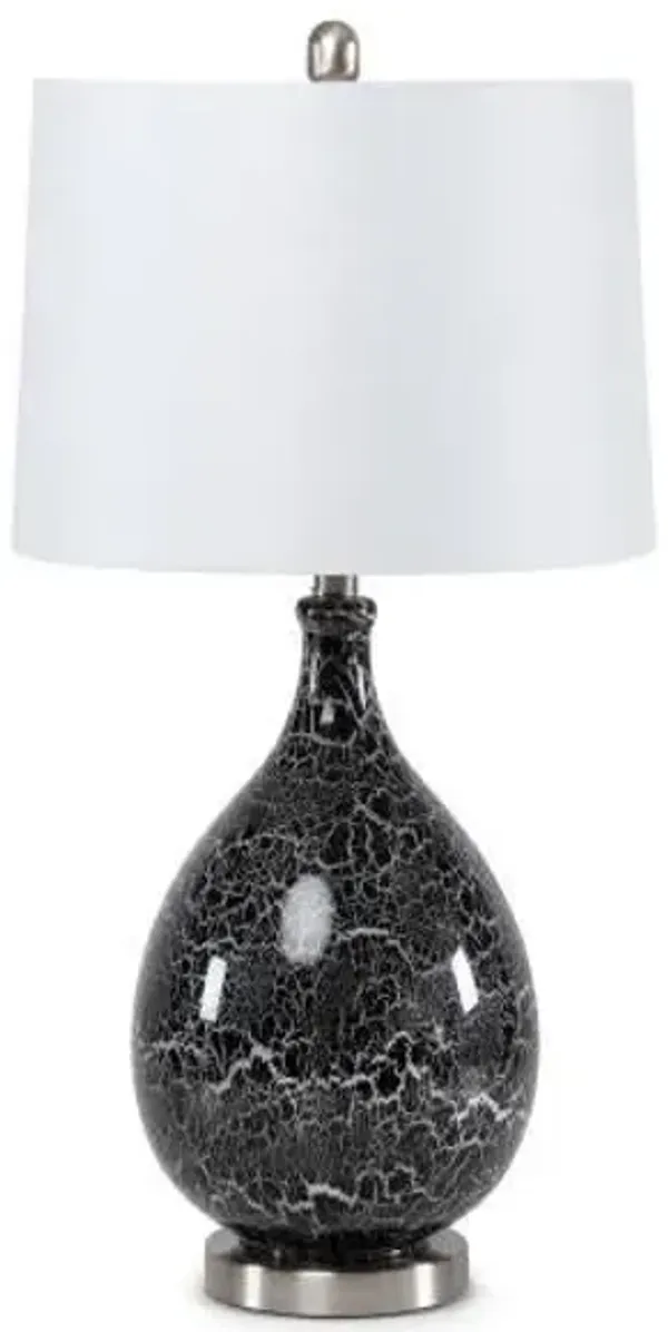 Glass Geometric Table Lamp With White Empire Shade (Set of 2) - Gray