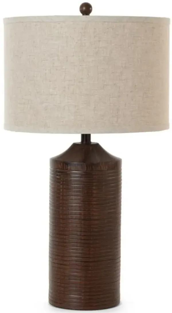 Table Lamp USB With Beige Drum Shade (Set of 2) - Distressed Brown