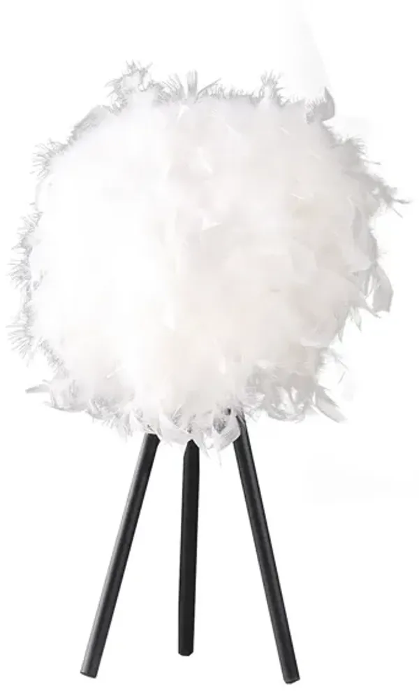 Faux Feather Tripod Table Lamp - Black And White