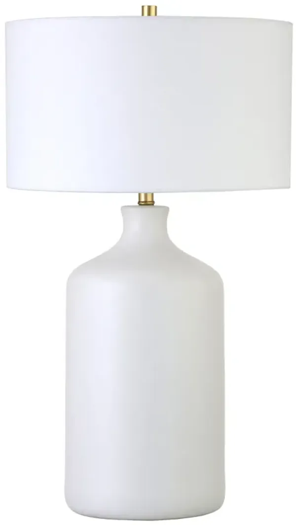 29" Ceramic Table Lamp With White Drum Shade - White